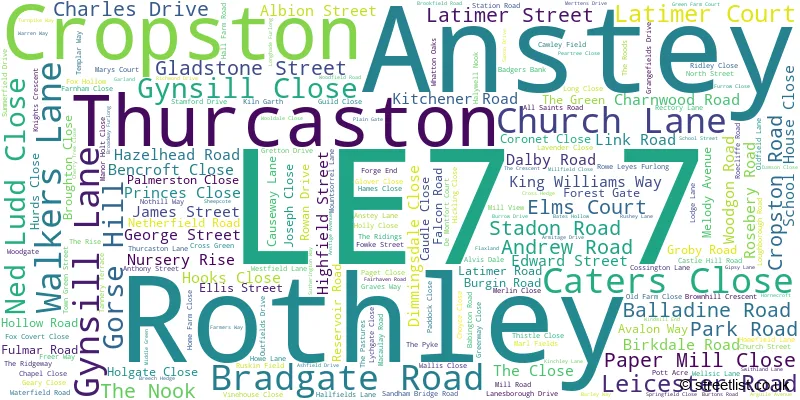 A word cloud for the LE7 7 postcode